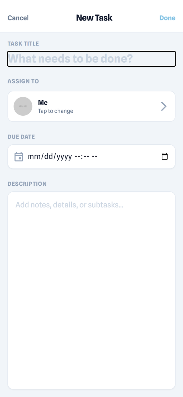 Create a new task with assignee and due date